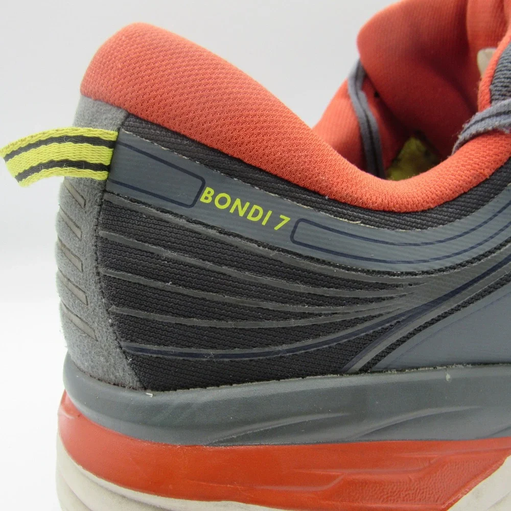 Hoka Bondi 7 Running Shoes Mens 14 Wide Grey Orange Good Cushion Road Sneakers